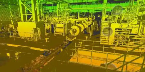 Colour point cloud of a steel plant mill area